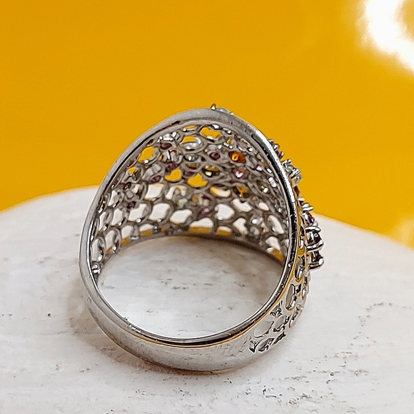 Natural Tourmaline, Apatite, Rhodolite Garnet 925 Sterling Silver Ring Sz 7.5 - Picture 3 of 9